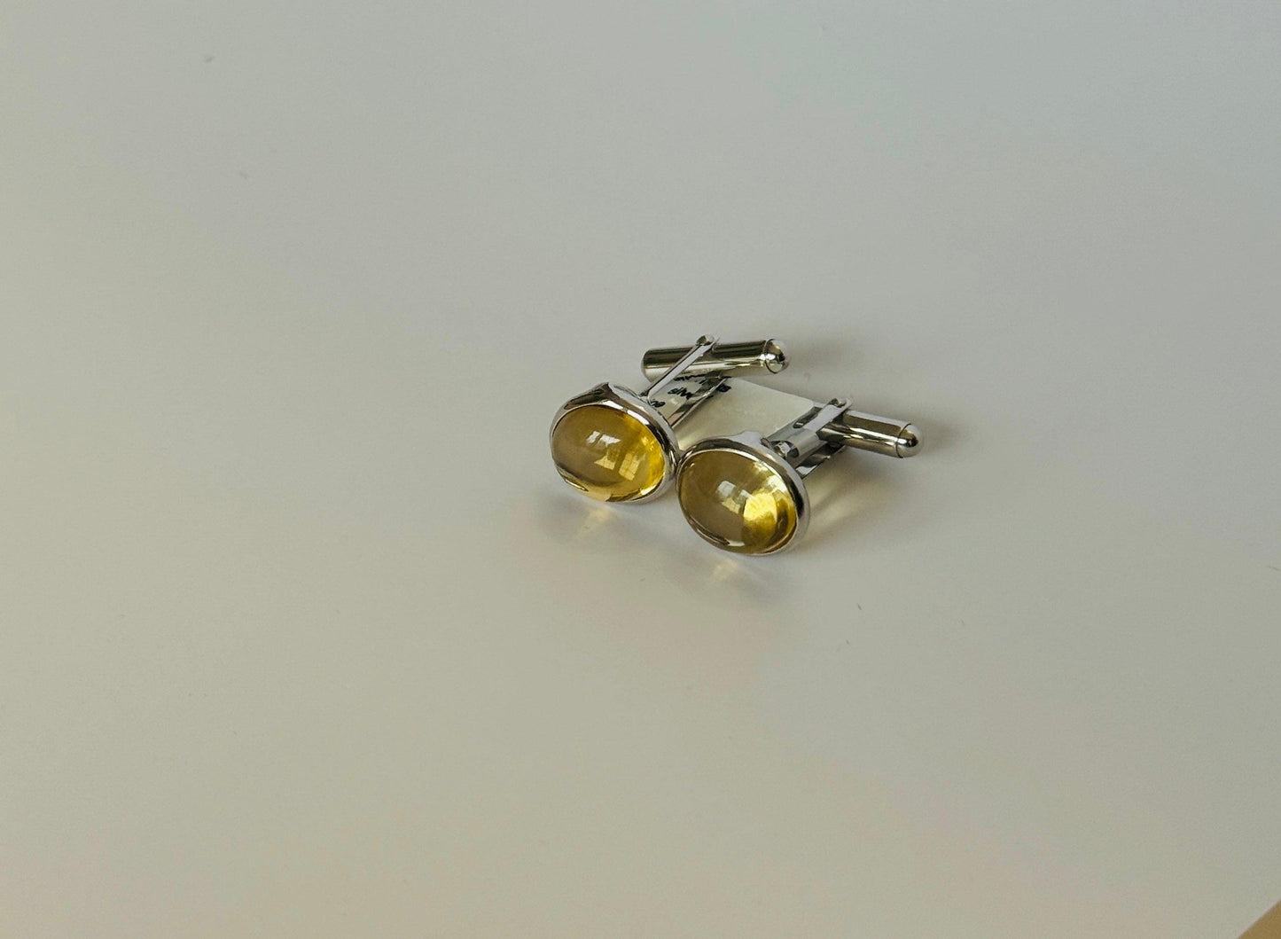 Citrine Cufflinks minimal everyday fine jewelry in solid gold and sterling 925 silver with natural gemstones.