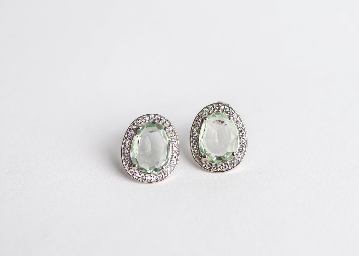 Verdant Glow Studs minimal everyday fine jewelry in solid gold and sterling 925 silver with natural gemstones.