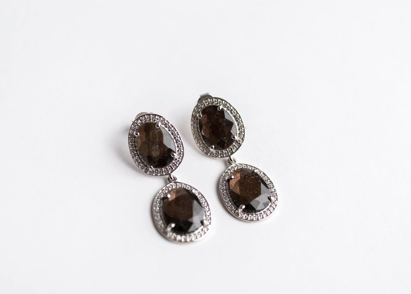 Double Desert Dusk minimal everyday fine jewelry in solid gold and sterling 925 silver with natural gemstones.