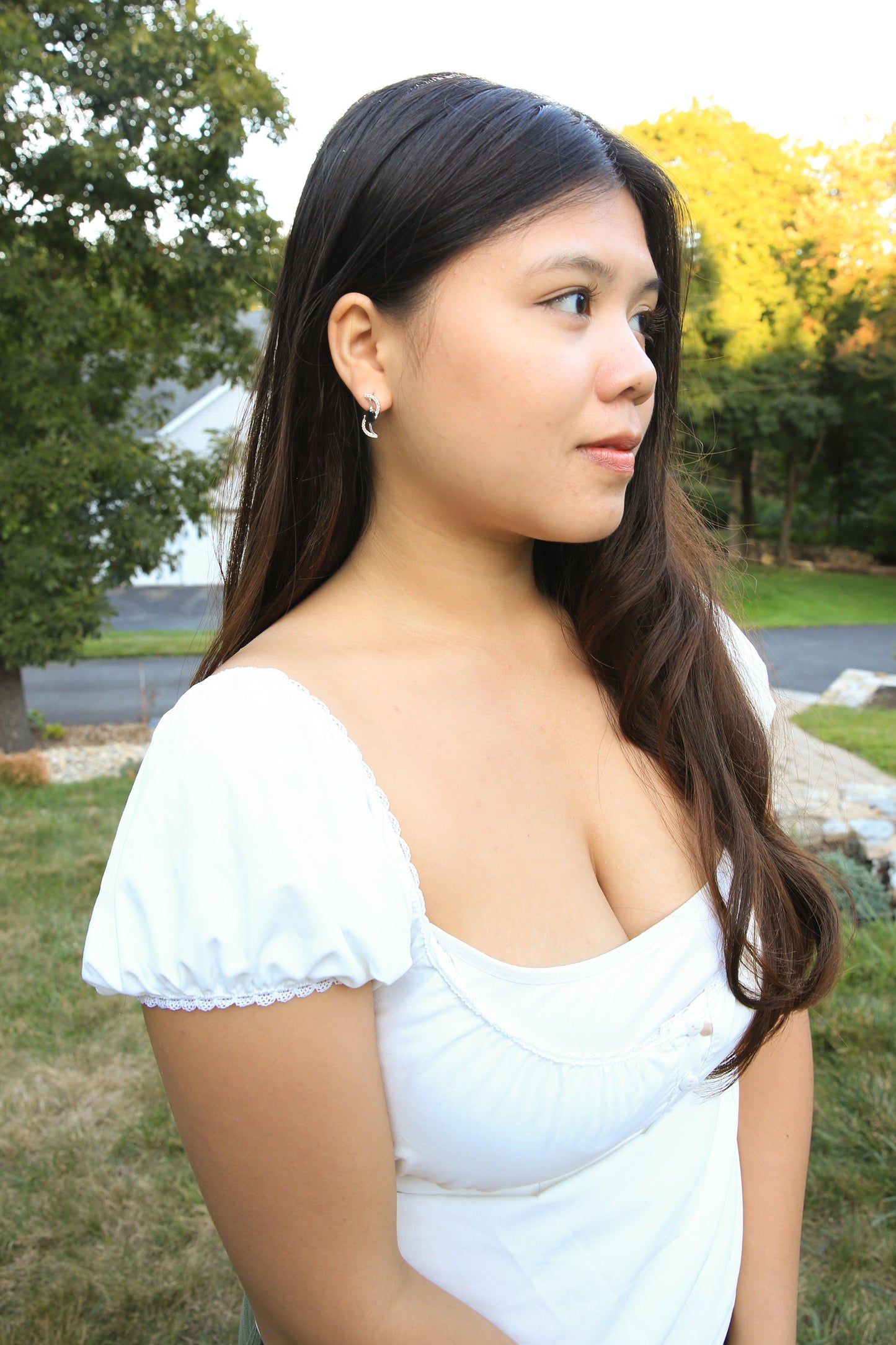 Midnight Spiral Earrings minimal everyday fine jewelry in solid gold and sterling 925 silver with natural gemstones.