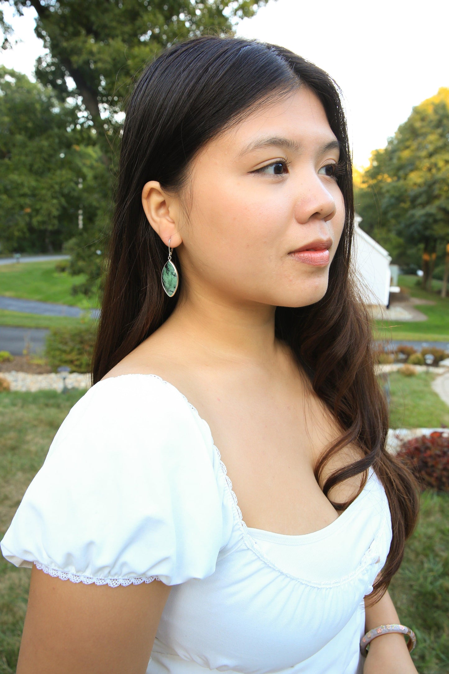 Watermelon Bloom Earrings minimal everyday fine jewelry in solid gold and sterling 925 silver with natural gemstones.