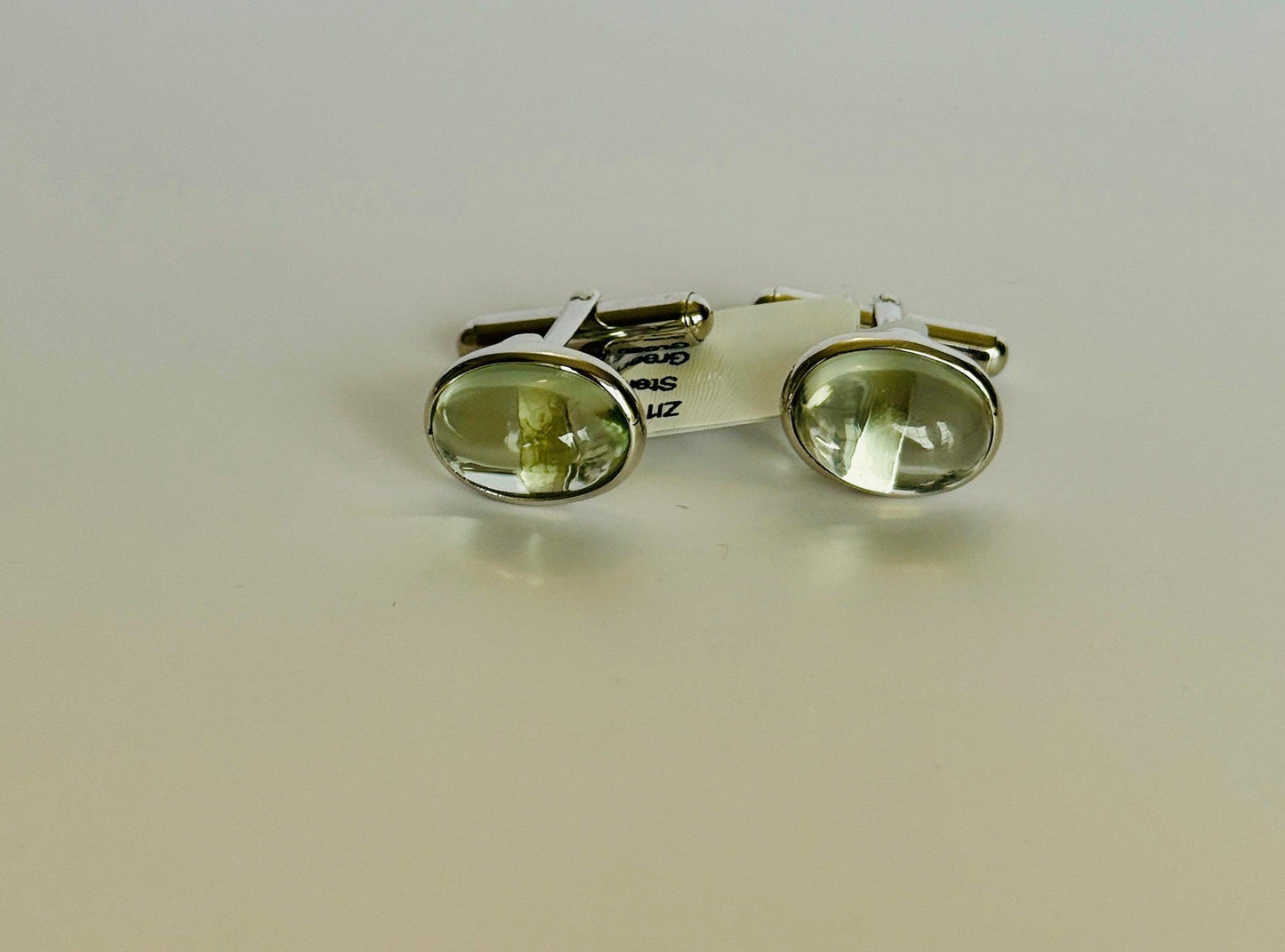 Green Amethyst Cufflinks minimal everyday fine jewelry in solid gold and sterling 925 silver with natural gemstones.