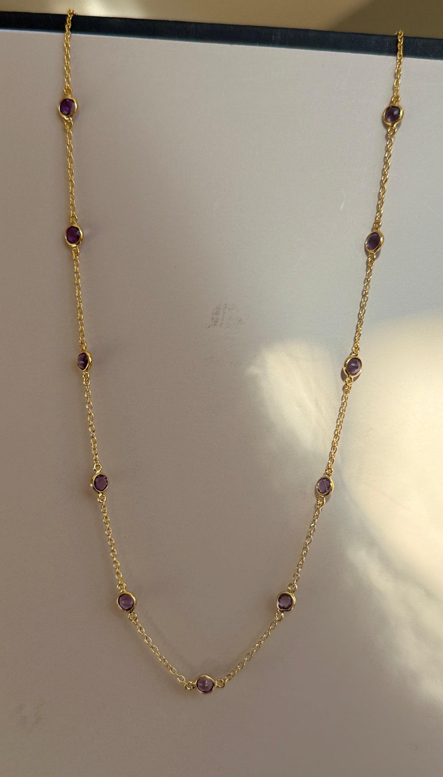 Serenity Amethyst Necklace minimal everyday fine jewelry in solid gold and sterling 925 silver with natural gemstones.