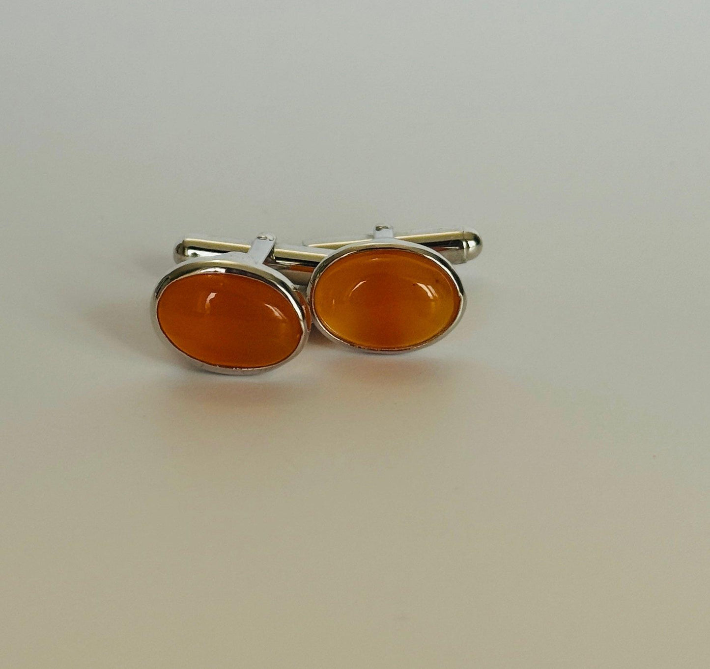 Peach Moonstone Cufflinks minimal everyday fine jewelry in solid gold and sterling 925 silver with natural gemstones.