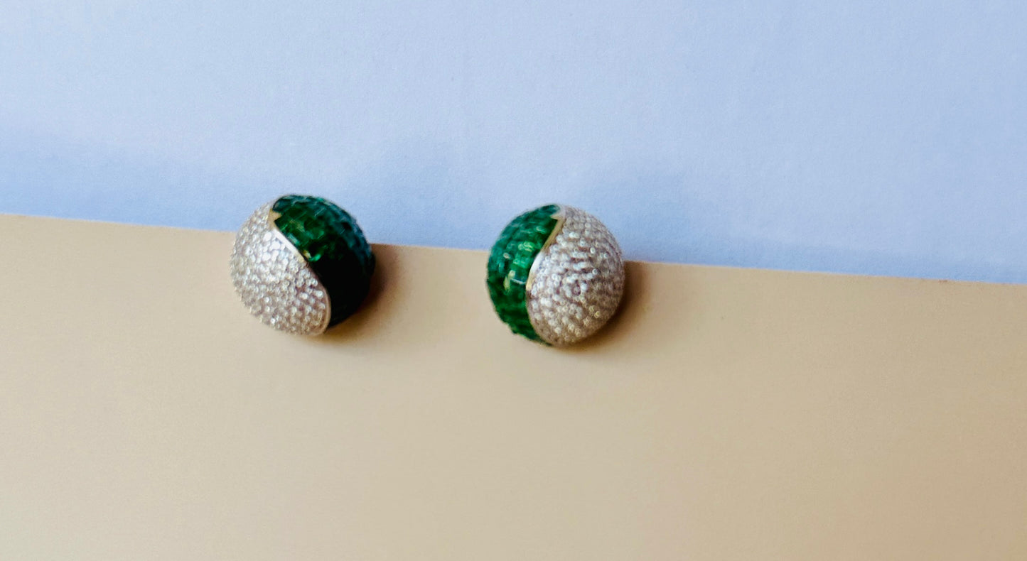 Emerald Sphere Earrings and pendant