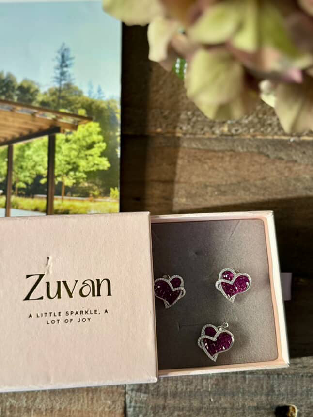 Ruby Duet Earrings & Pendant Set