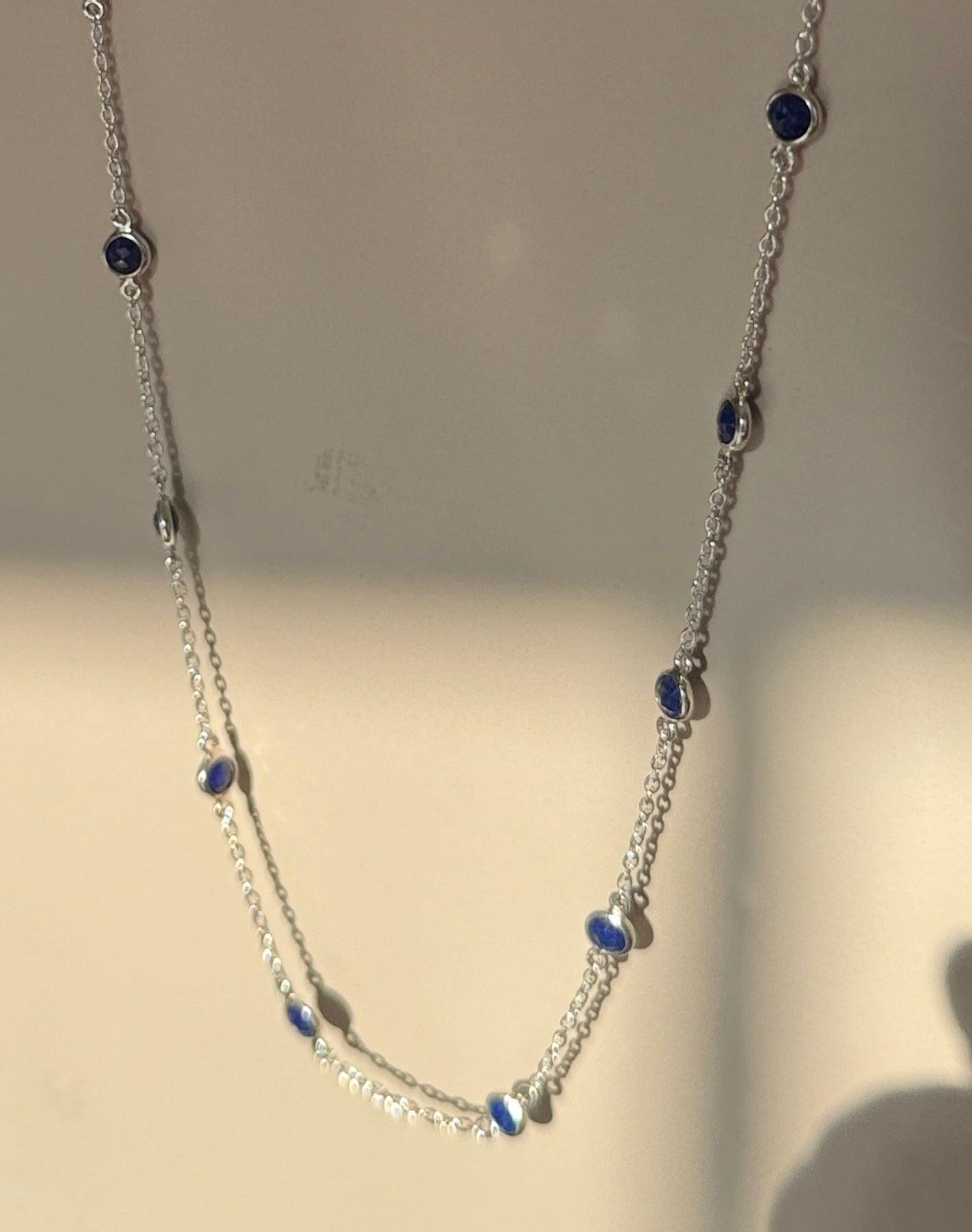 Celestial Lapis Necklace minimal everyday fine jewelry in solid gold and sterling 925 silver with natural gemstones.