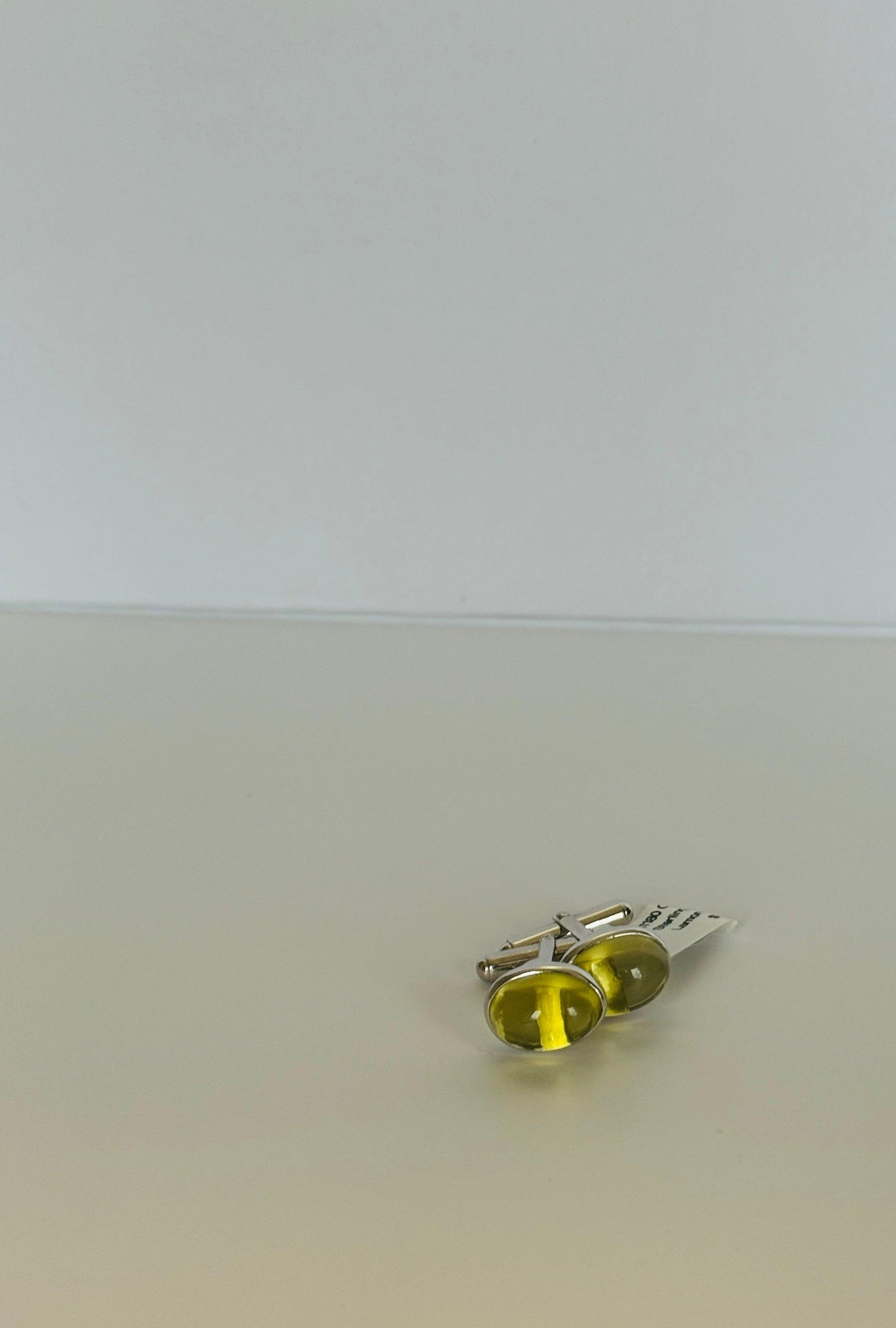 Lemon Quartz Cufflinks minimal everyday fine jewelry in solid gold and sterling 925 silver with natural gemstones.