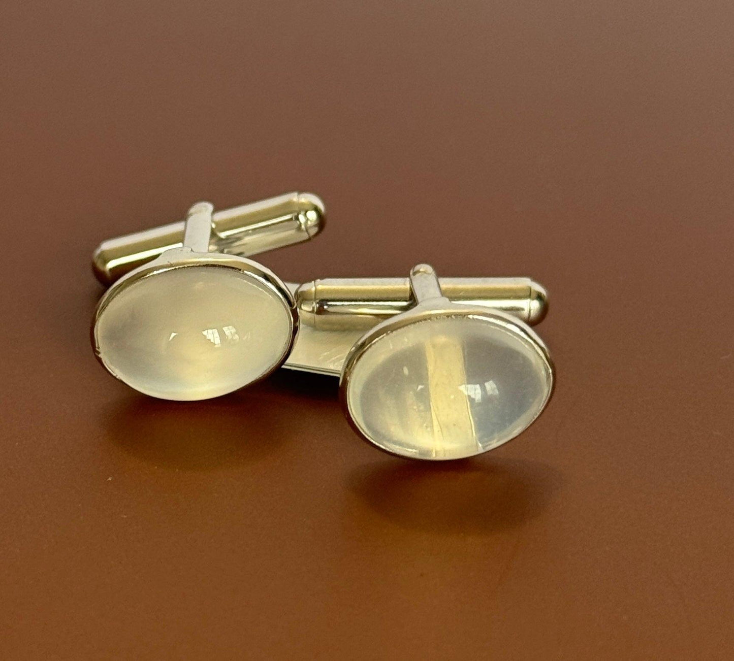Moonstone Cufflinks minimal everyday fine jewelry in solid gold and sterling 925 silver with natural gemstones.