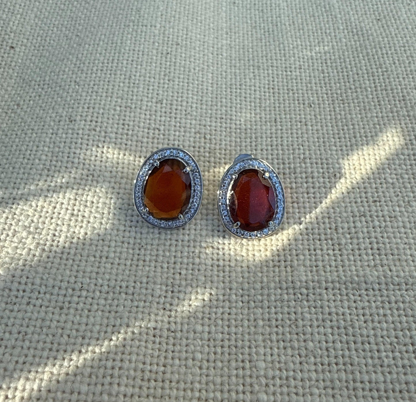 Amber Flame Studs minimal everyday fine jewelry in solid gold and sterling 925 silver with natural gemstones.