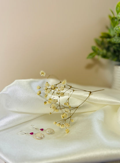 Pearl ruby hanging earrings