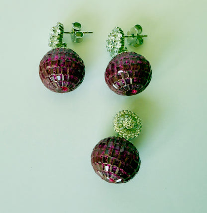 Disco Ruby Earrings & Pendant Set