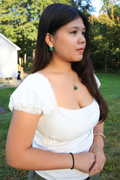 Disco Emerald Earrings & Pendant Set