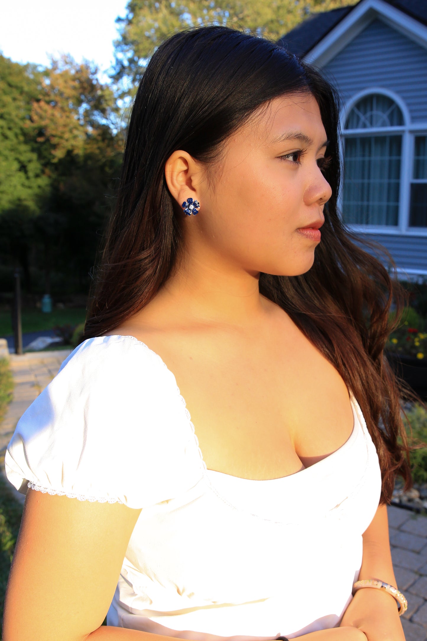 Sapphire Blossom Earrings