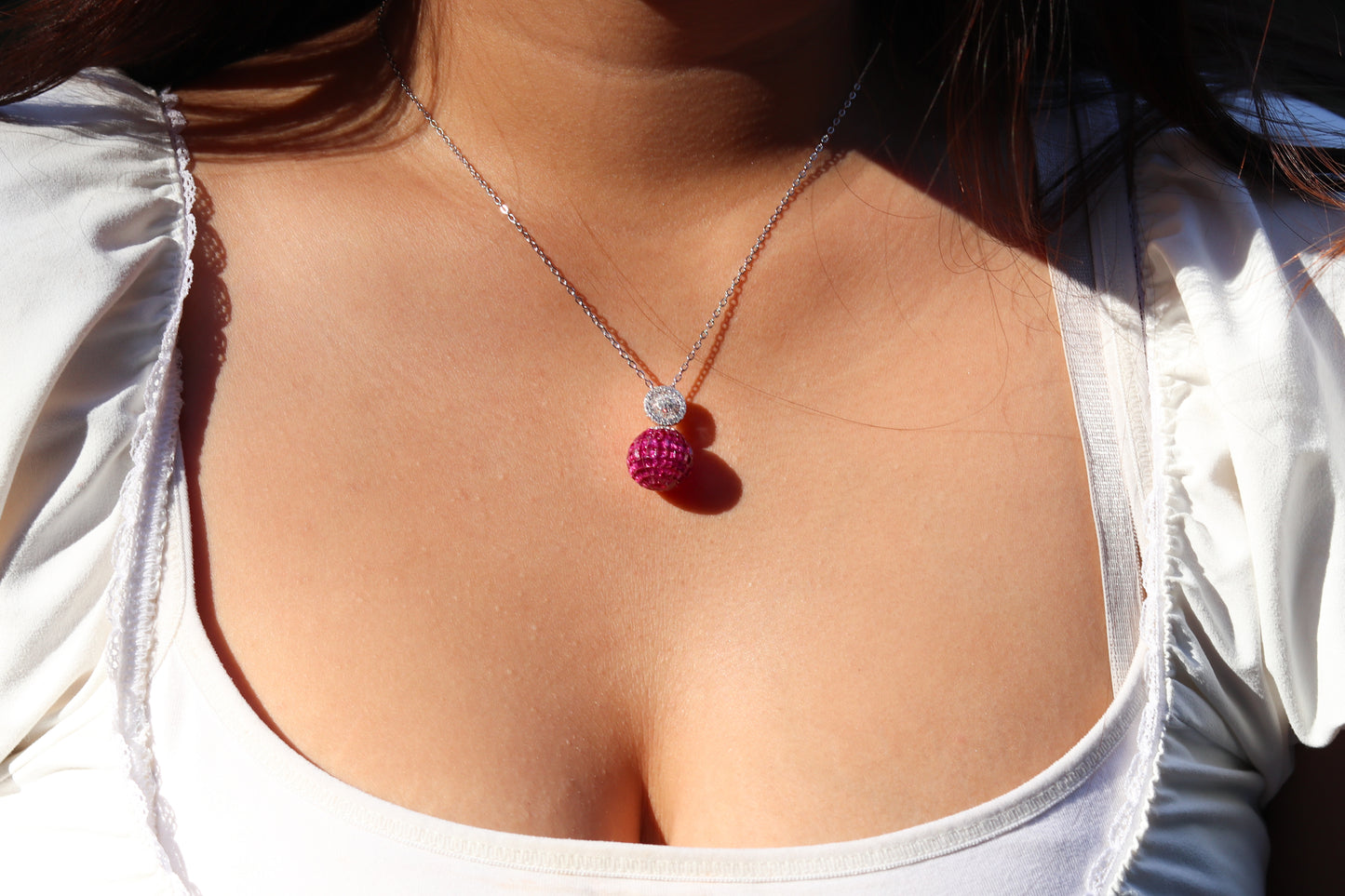Disco Ruby Earrings & Pendant Set