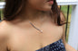 Half-and-Half Silver Bead with Pearl Drop Necklace