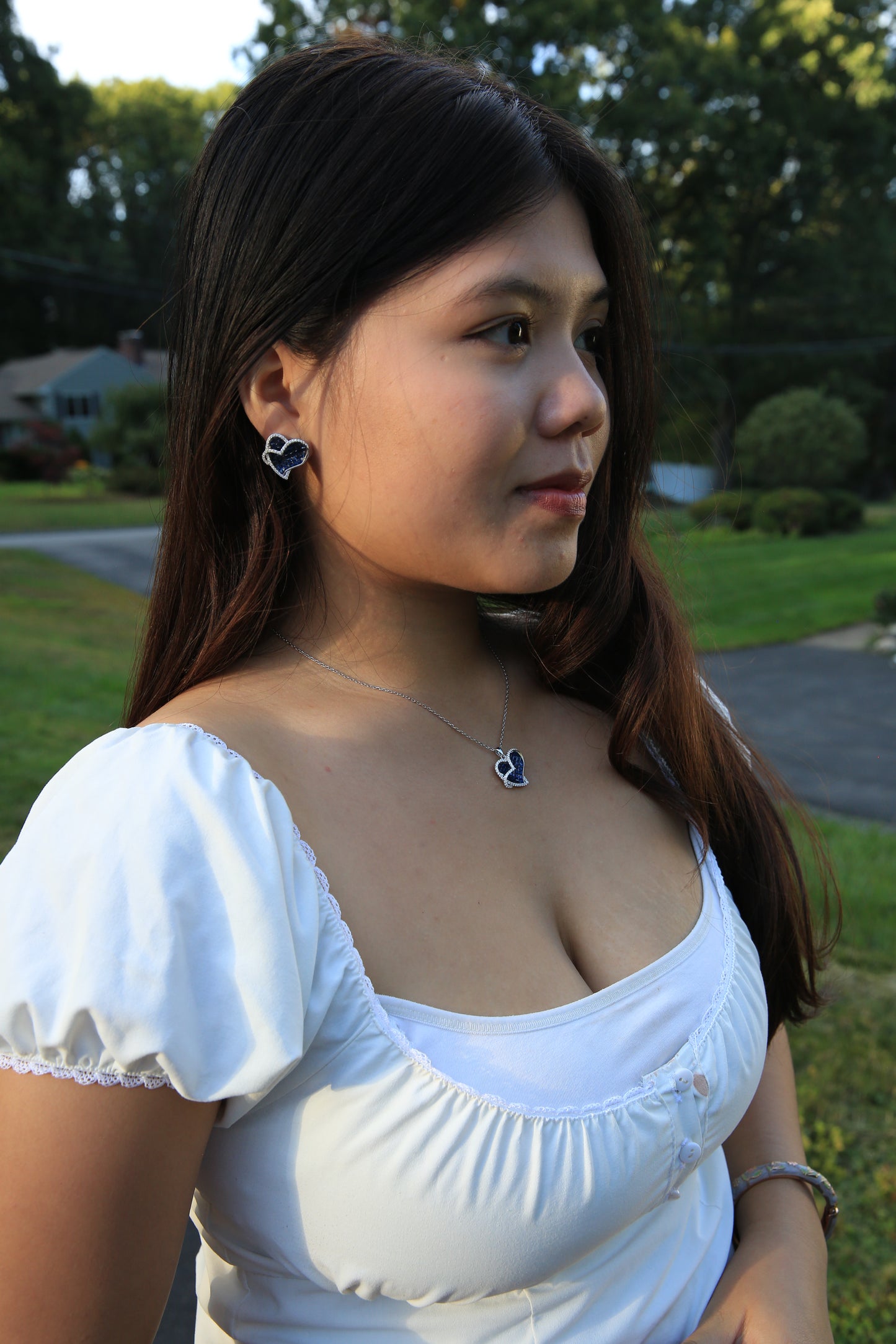 Sapphire Duet Earrings & Pendant Set
