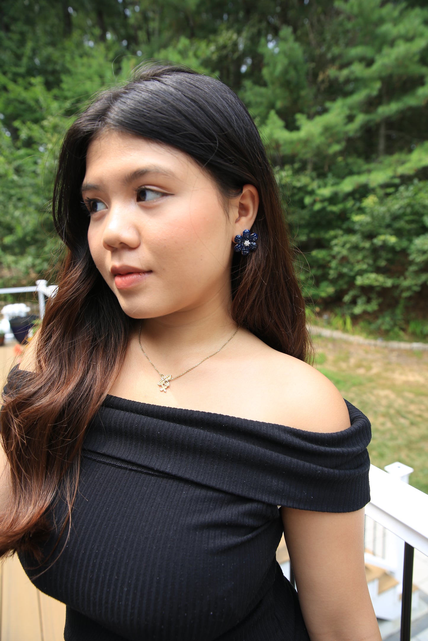 Sapphire Blossom Large Earrings