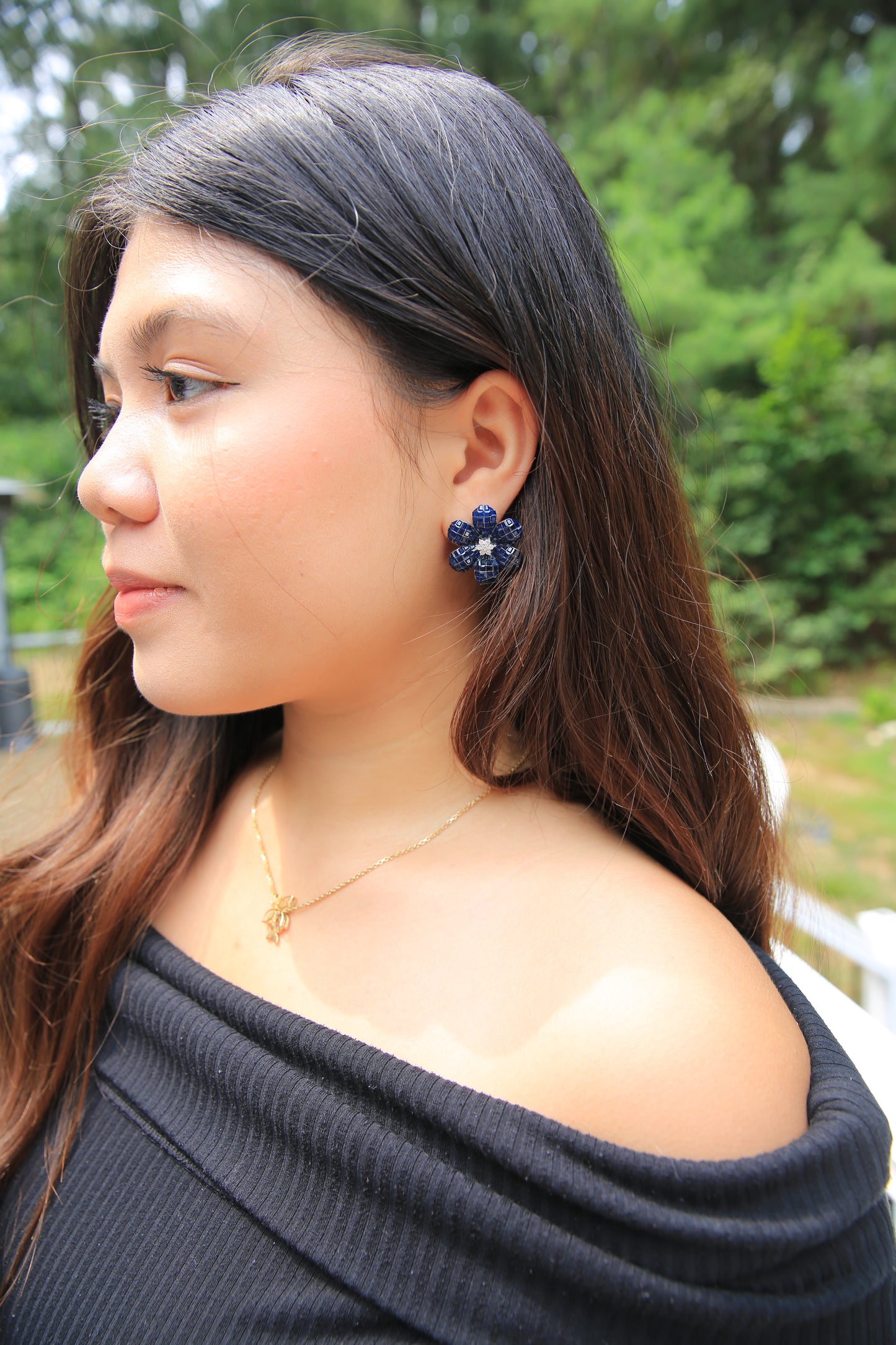 Sapphire Blossom Large Earrings