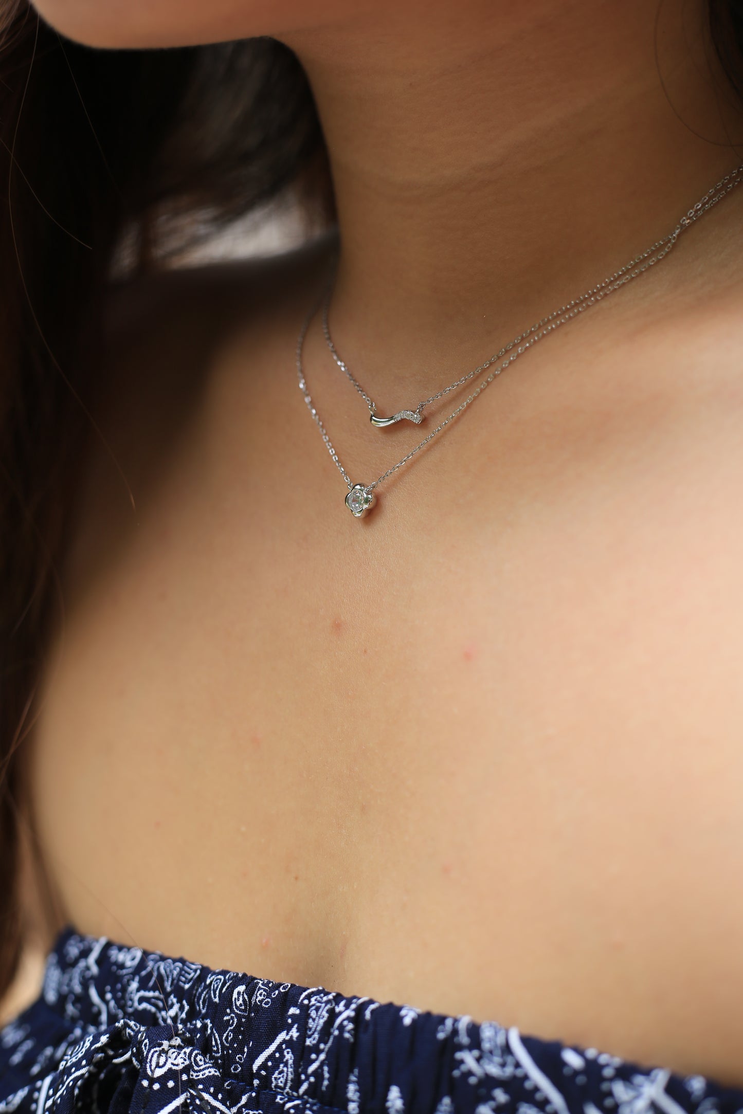 Double Line Silver Necklace