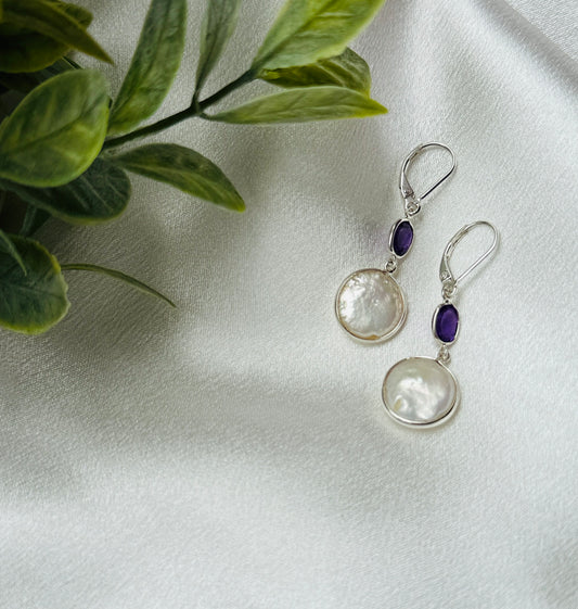 Amethyst drop with pearl