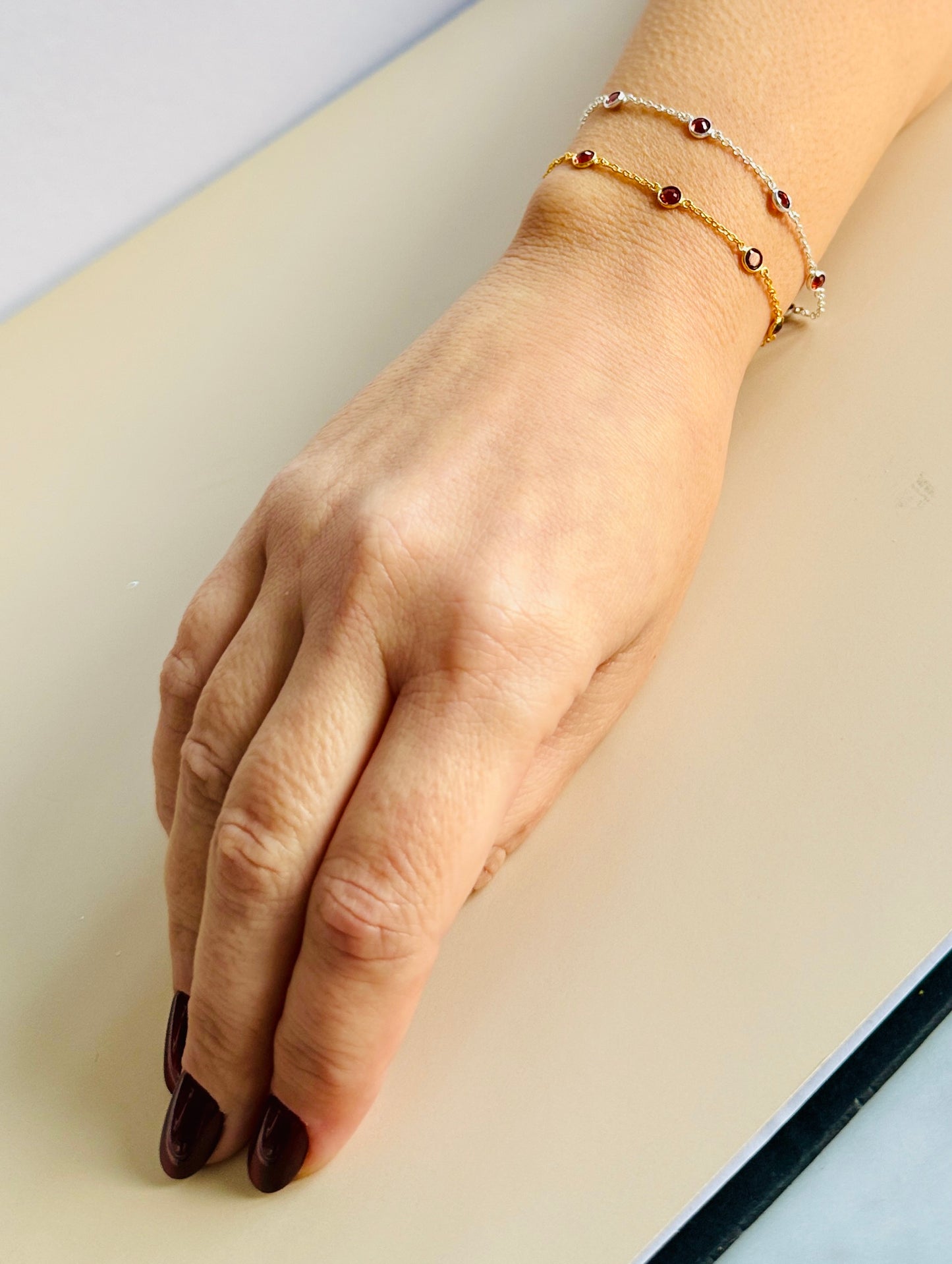 January Birthstone Bracelet — Garnet