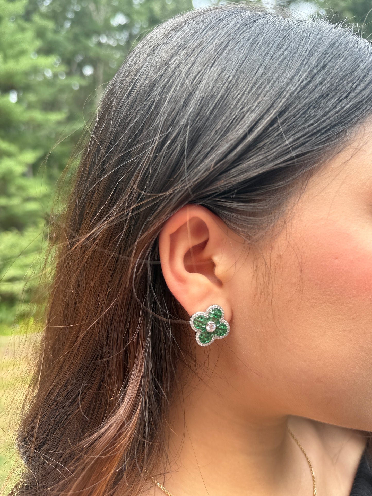 Emerald Rose Earrings