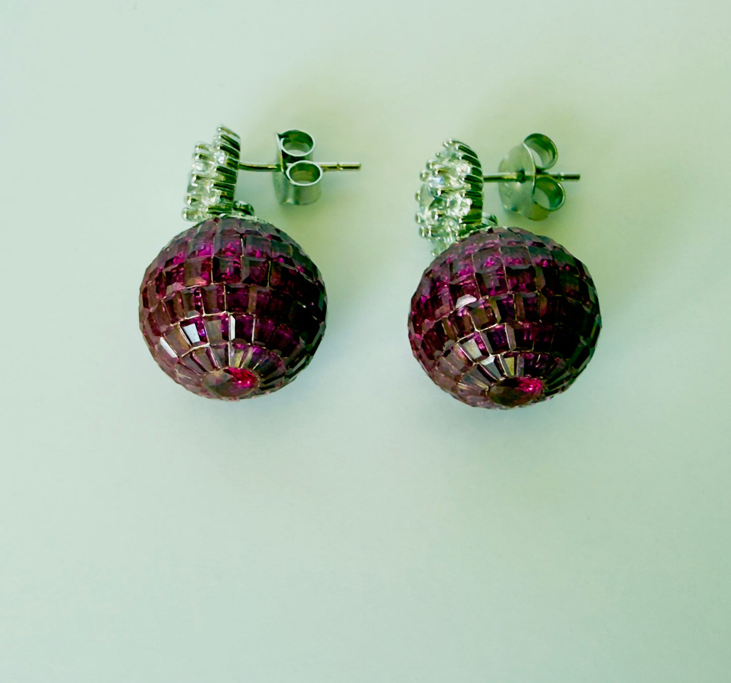 Disco Ruby Earrings & Pendant Set