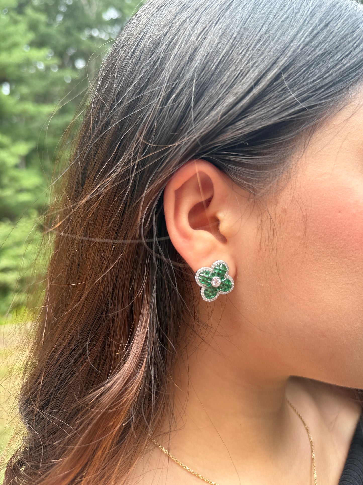 Emerald Rose Earrings