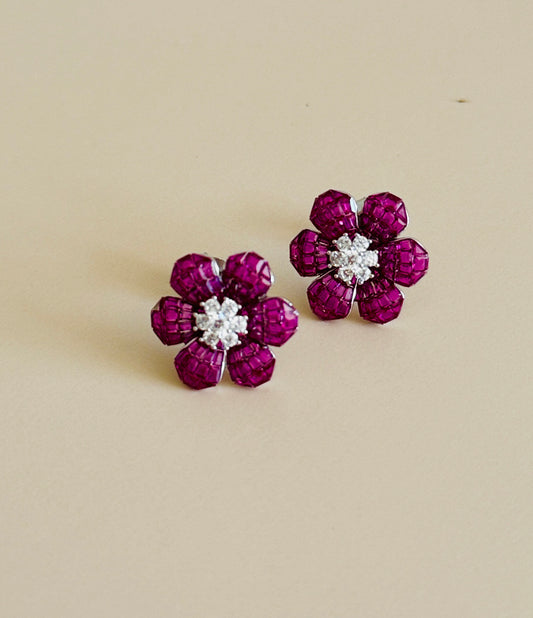 Ruby Blossom earrings II