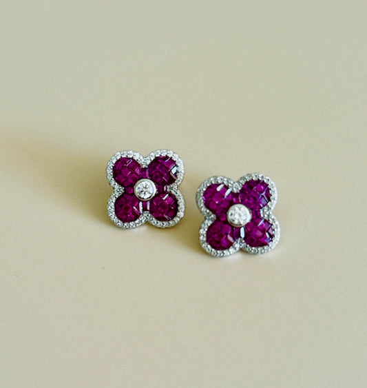 Pink Rose Earrings