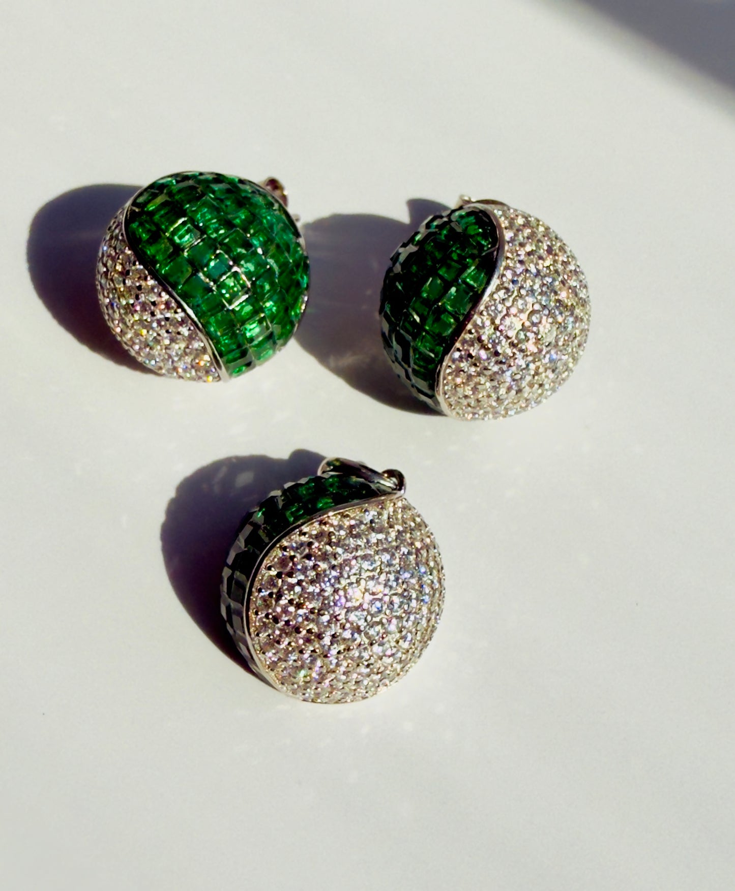 Emerald Sphere Earrings and pendant