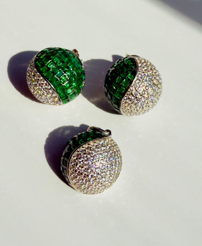 Emerald Sphere Earrings and pendant