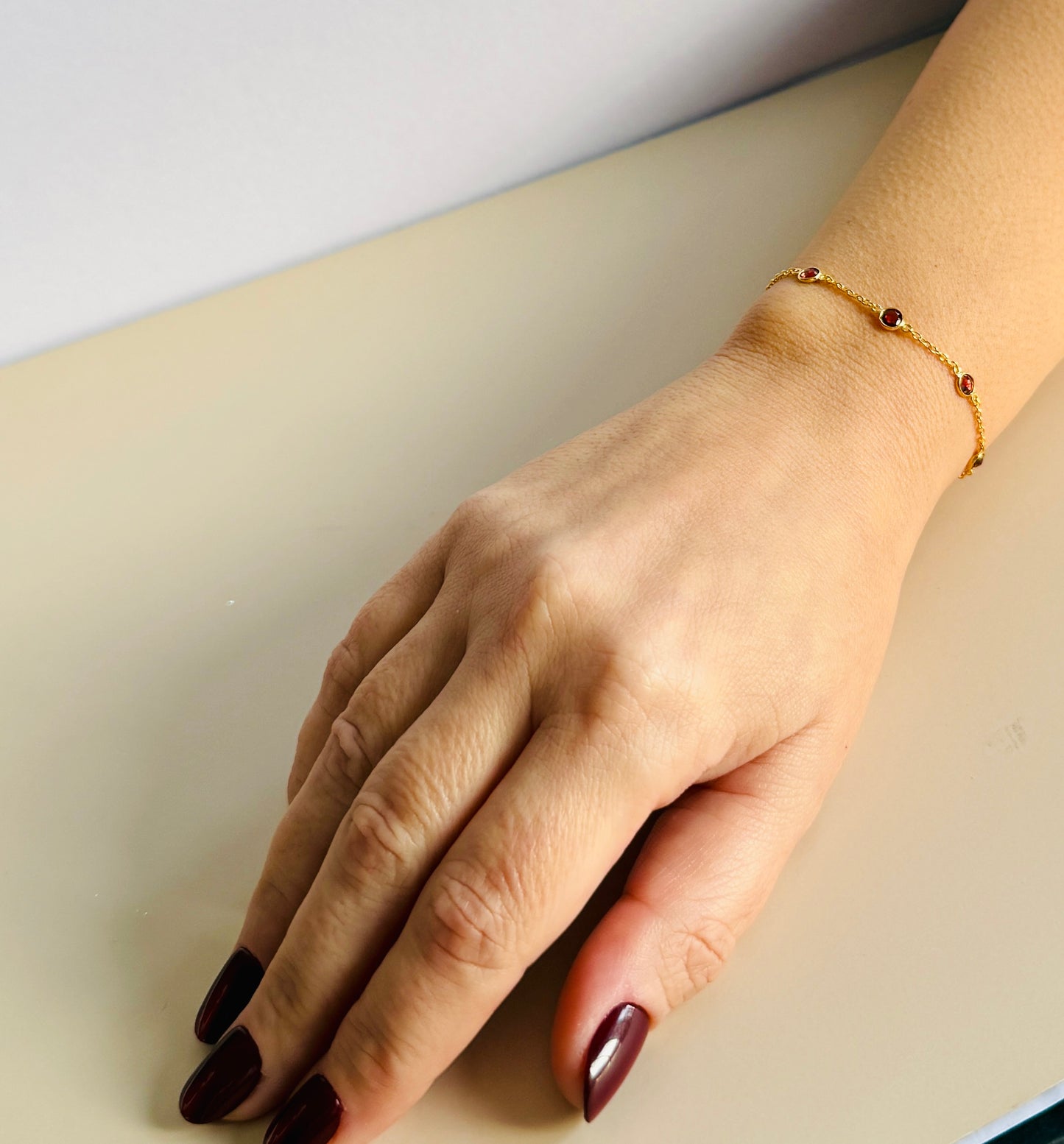 January Birthstone Bracelet — Garnet