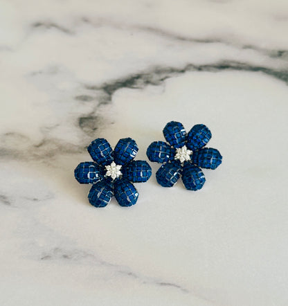 Sapphire Blossom Large Earrings