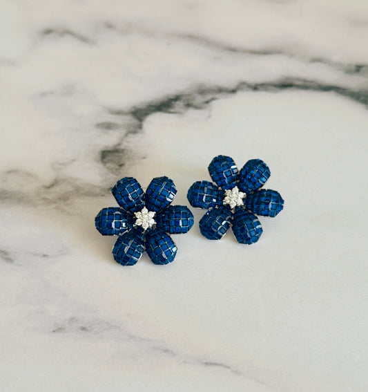 Sapphire Blossom Large Earrings