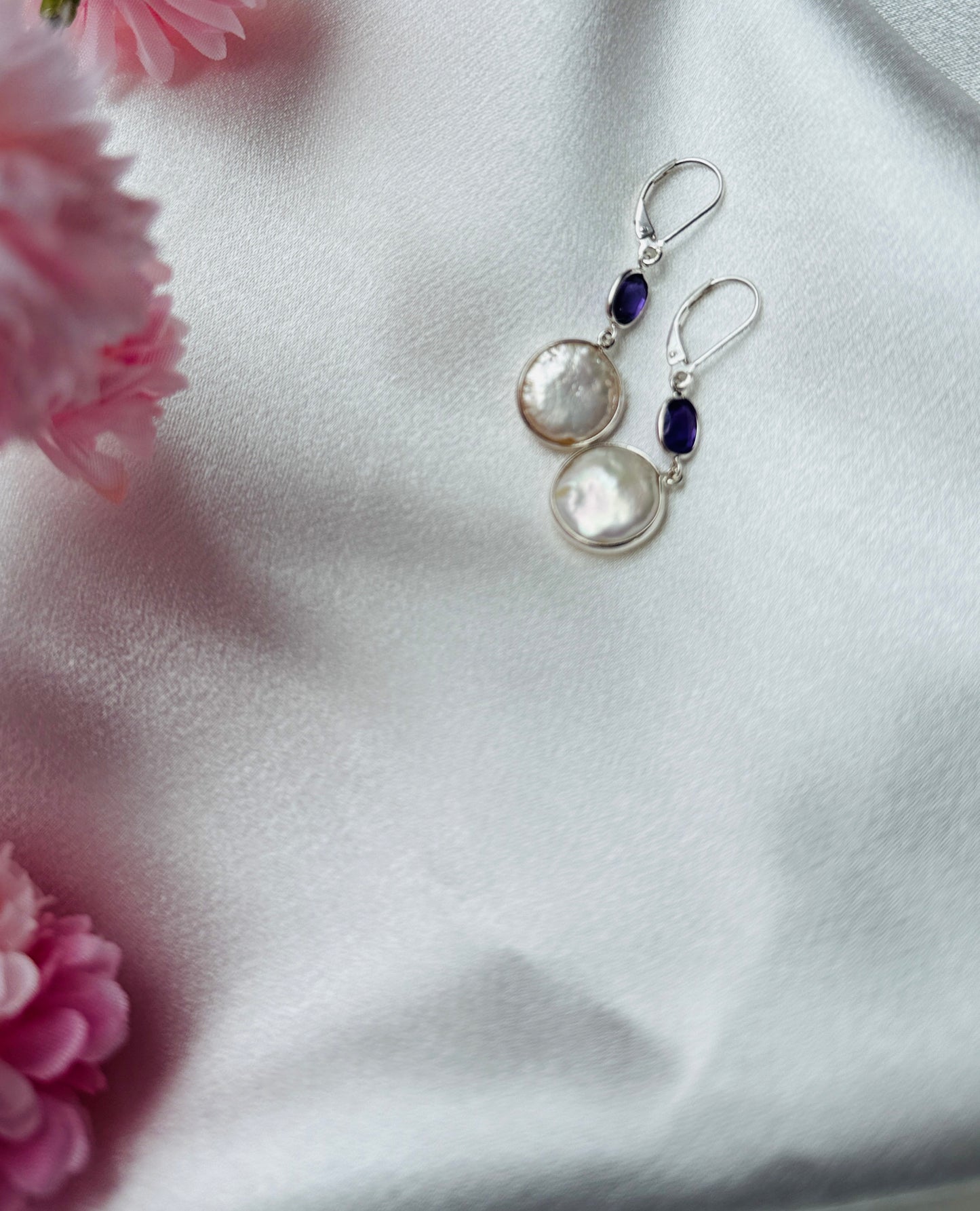 Amethyst drop with pearl
