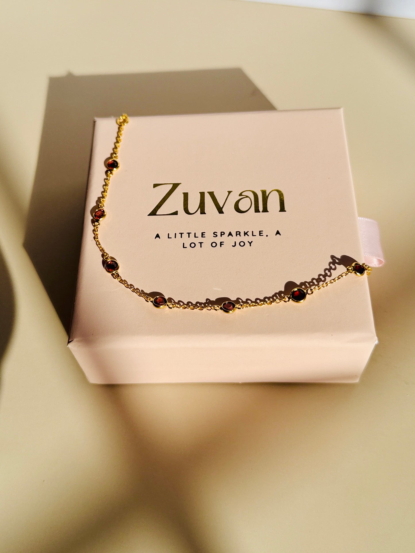 January Birthstone Bracelet — Garnet