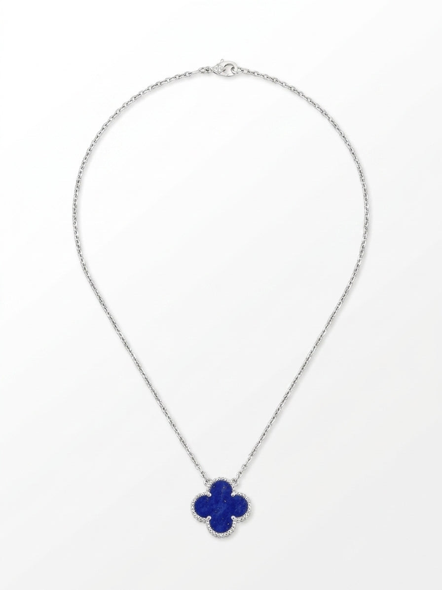 Clover necklace- lapiz lazuri