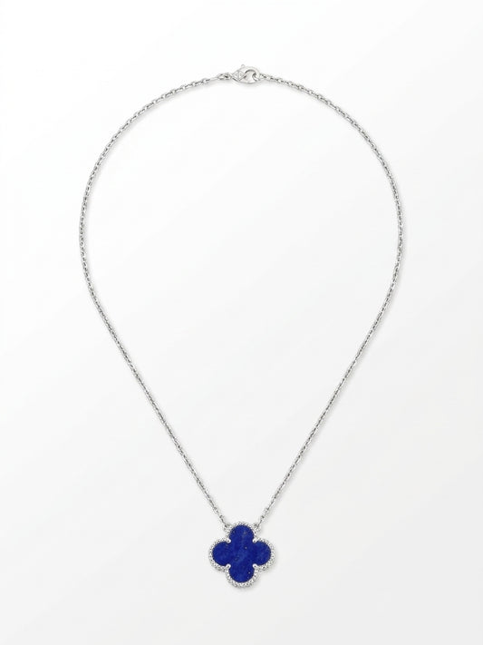 Clover necklace- lapiz lazuri