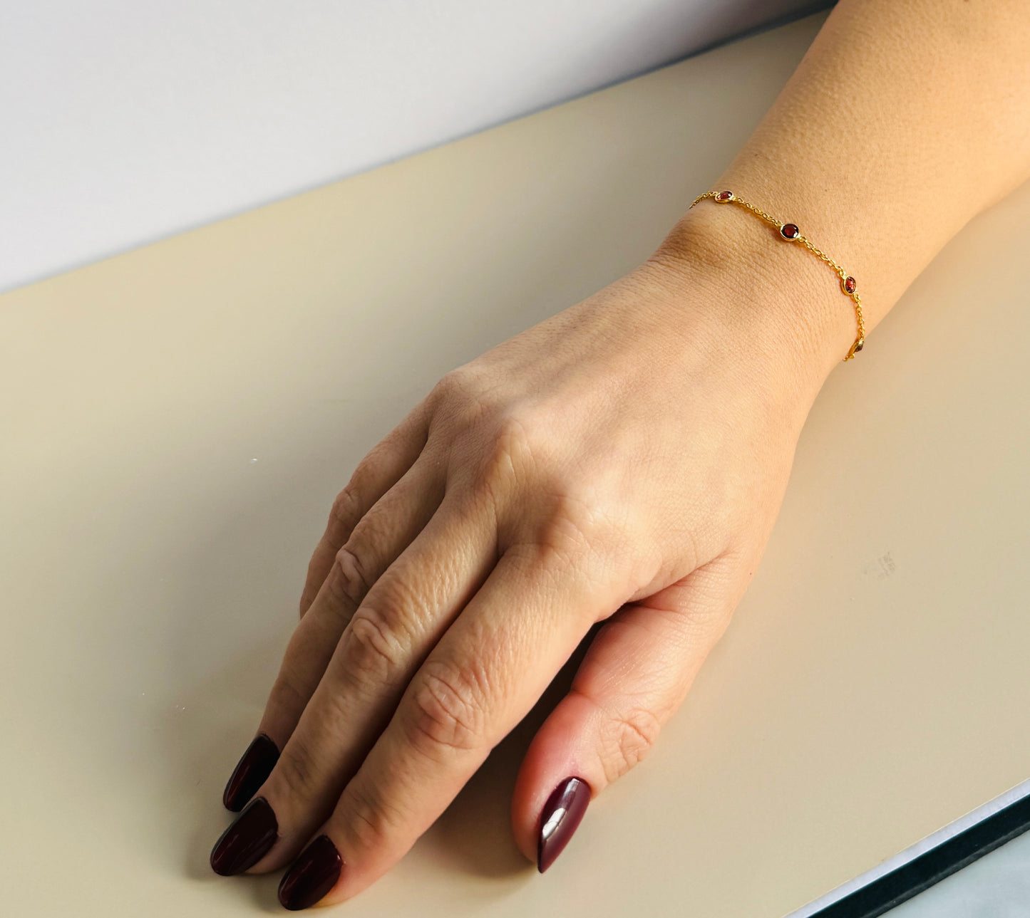 January Birthstone Bracelet — Garnet