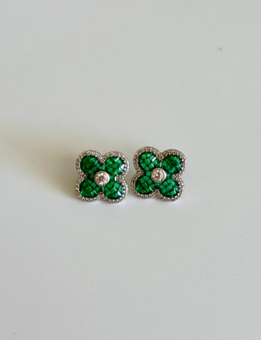 Emerald Rose Earrings