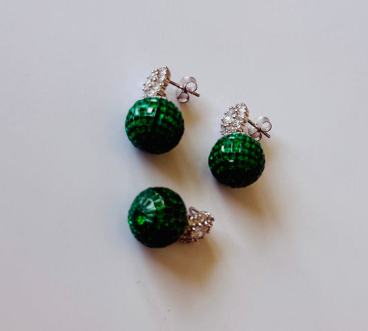Disco Emerald Earrings & Pendant Set