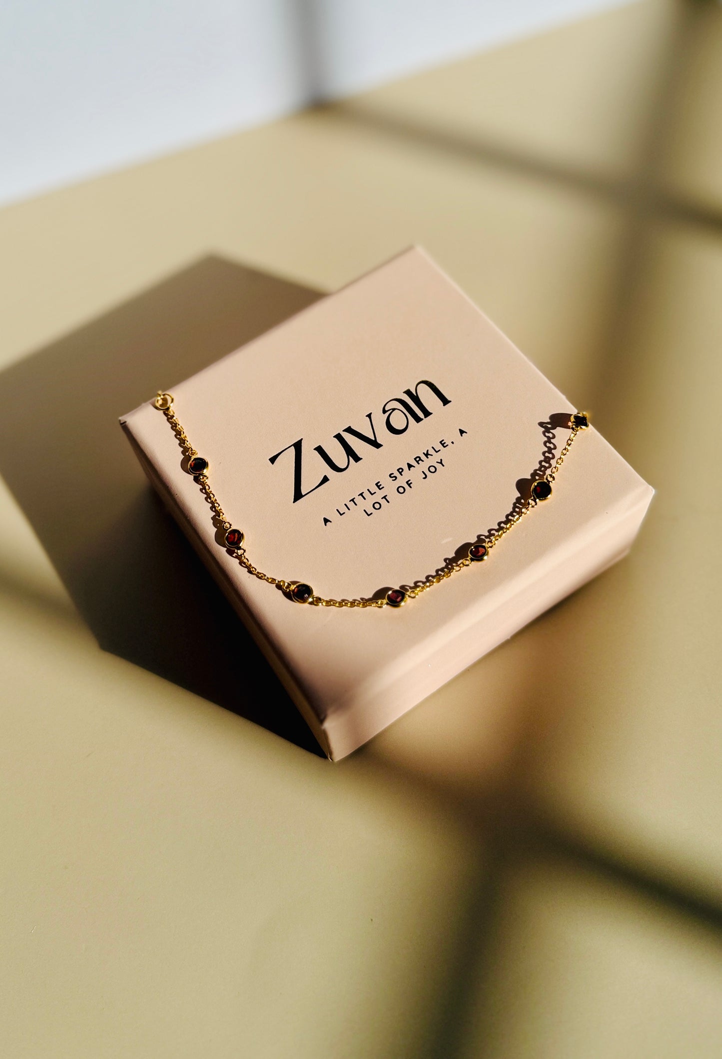 January Birthstone Bracelet — Garnet