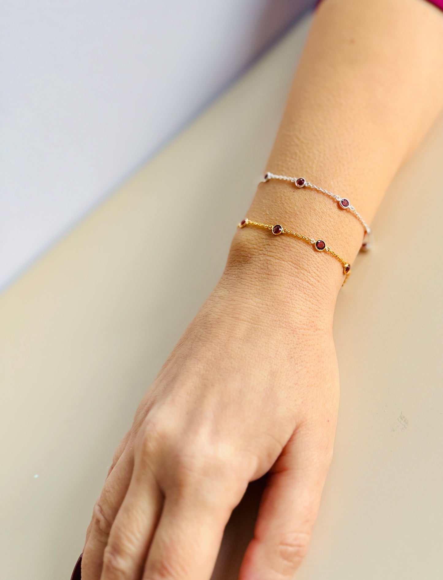 January Birthstone Bracelet — Garnet