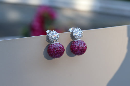 Disco Ruby Earrings & Pendant Set