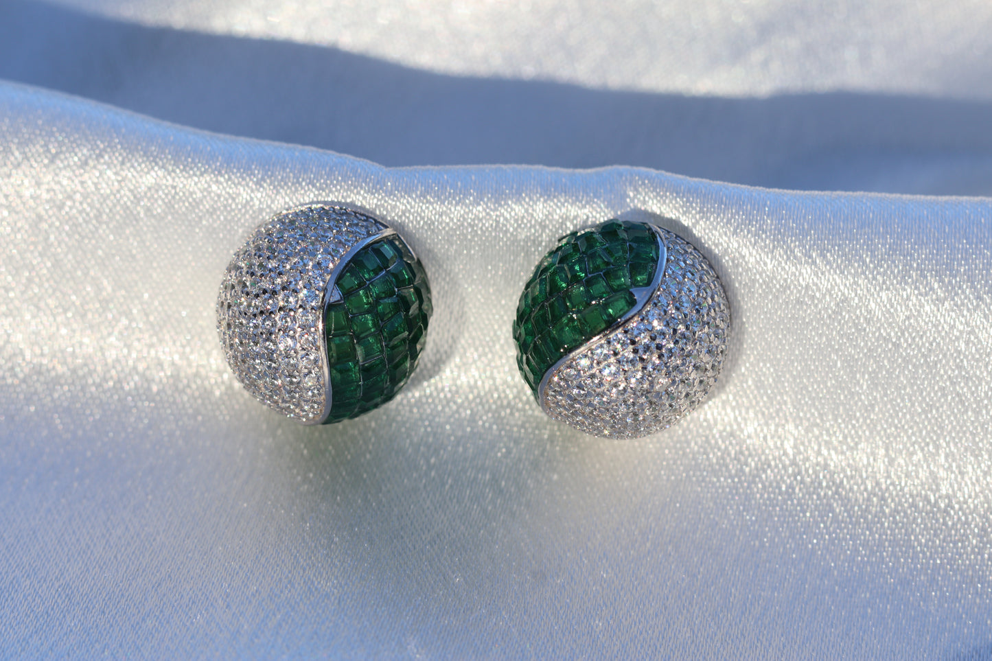 Emerald Sphere Earrings and pendant