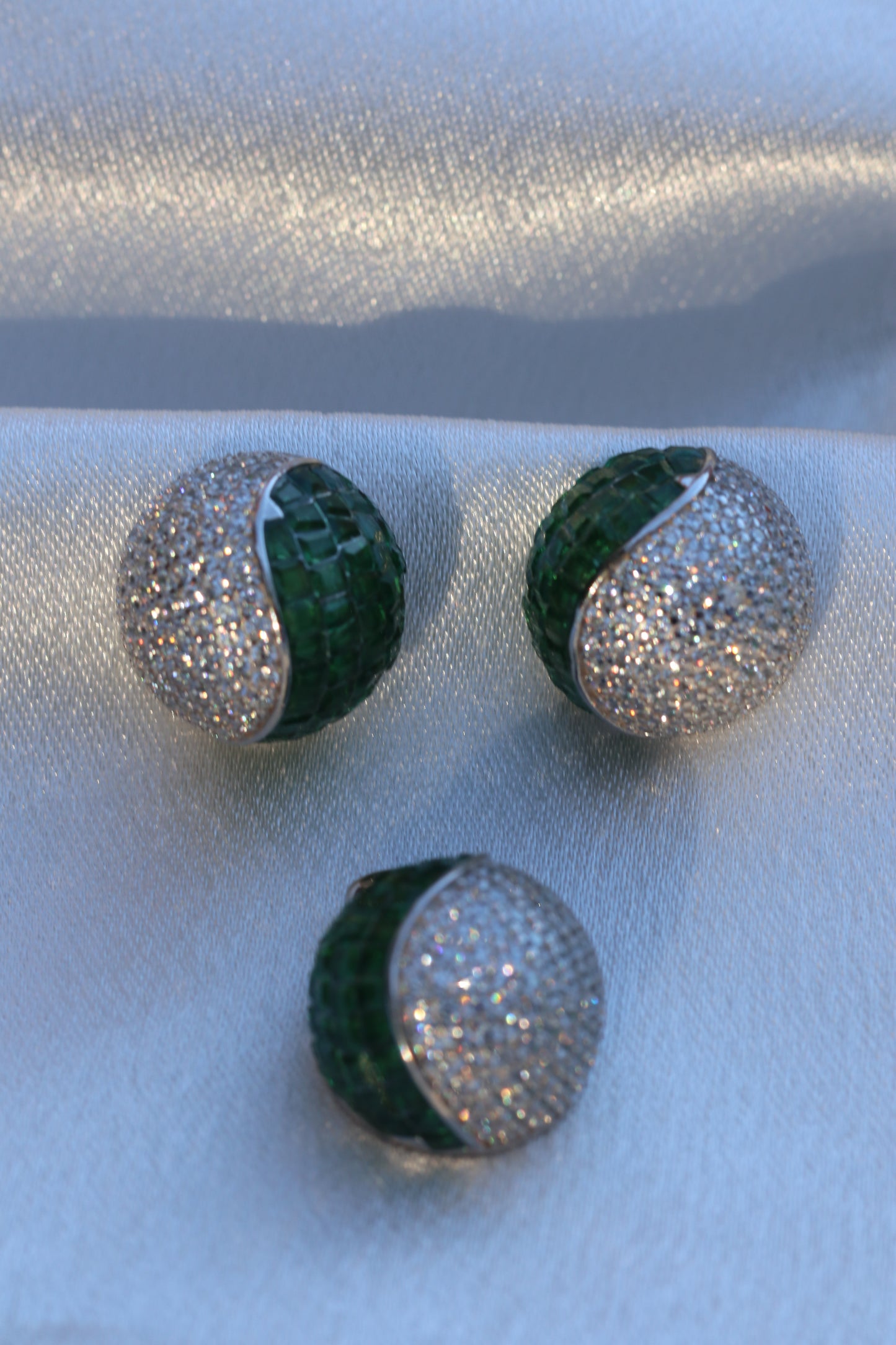 Emerald Sphere Earrings and pendant