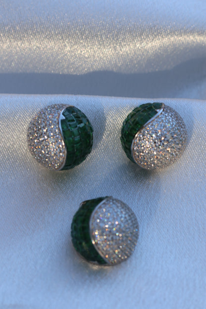 Emerald Sphere Earrings and pendant