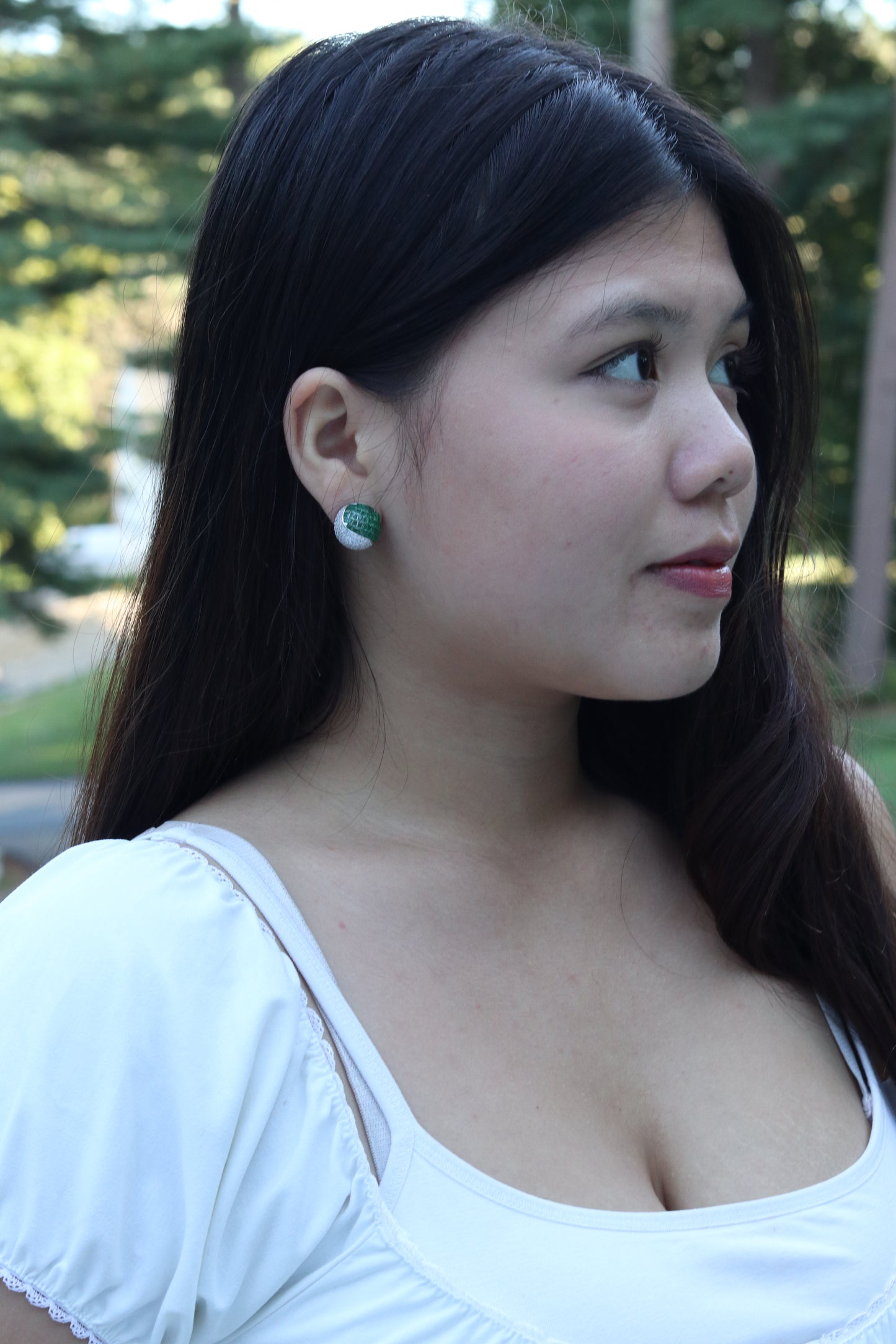 Emerald Sphere Earrings and pendant